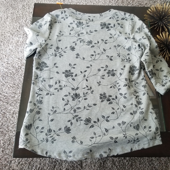 Karen Scott Sweatshirt Floral Sport Crewneck Gray - Picture 2 of 2